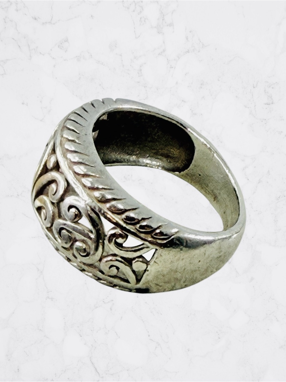Vintage Sterling Silver 925 Ornate Scroll Rope Ring Size 7 Cheryl Wadsworth CW - Picture 2 of 9